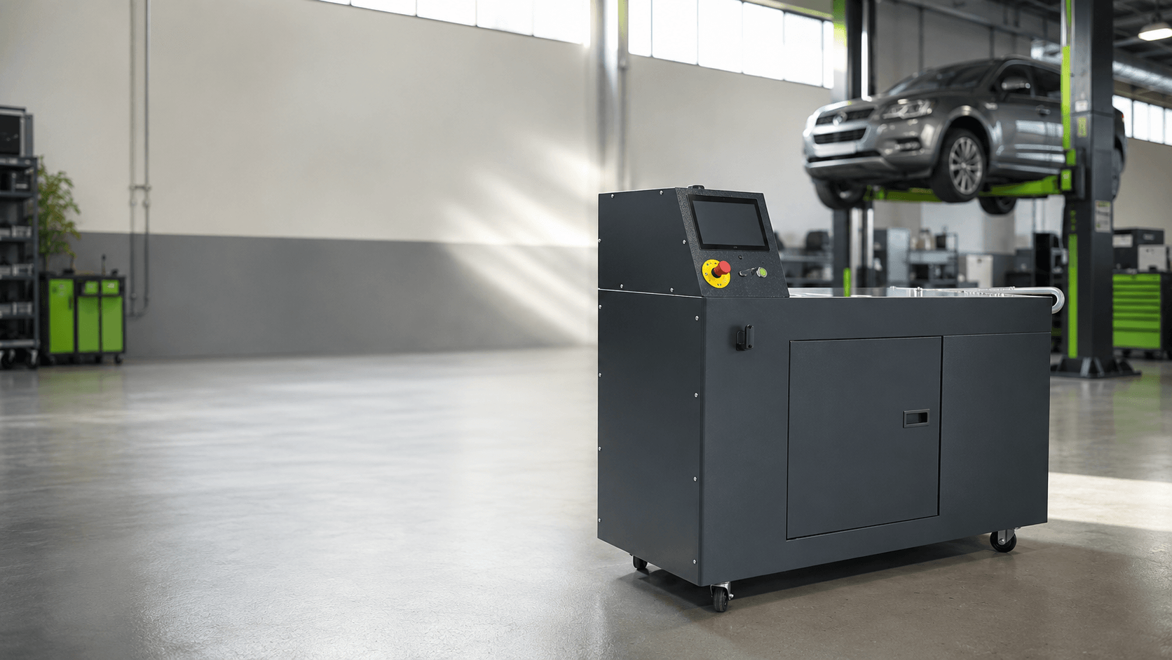 Machine professionnelle de nettoyage FAP installée dans un atelier automobile