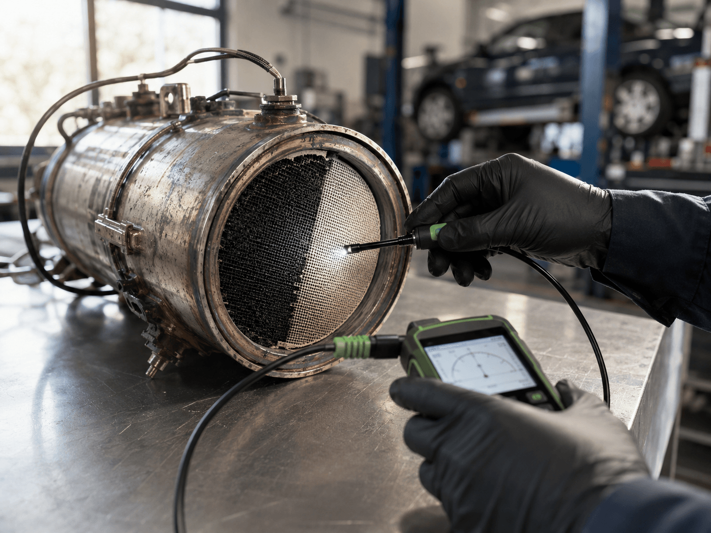 Contrôle du filtre à particules avant nettoyage